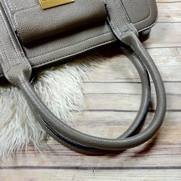 3.1 Phillip Lim | Large Taupe-Grey Faux Leather Top Zipper Handle Satchel Bag - Picture 4 of 8